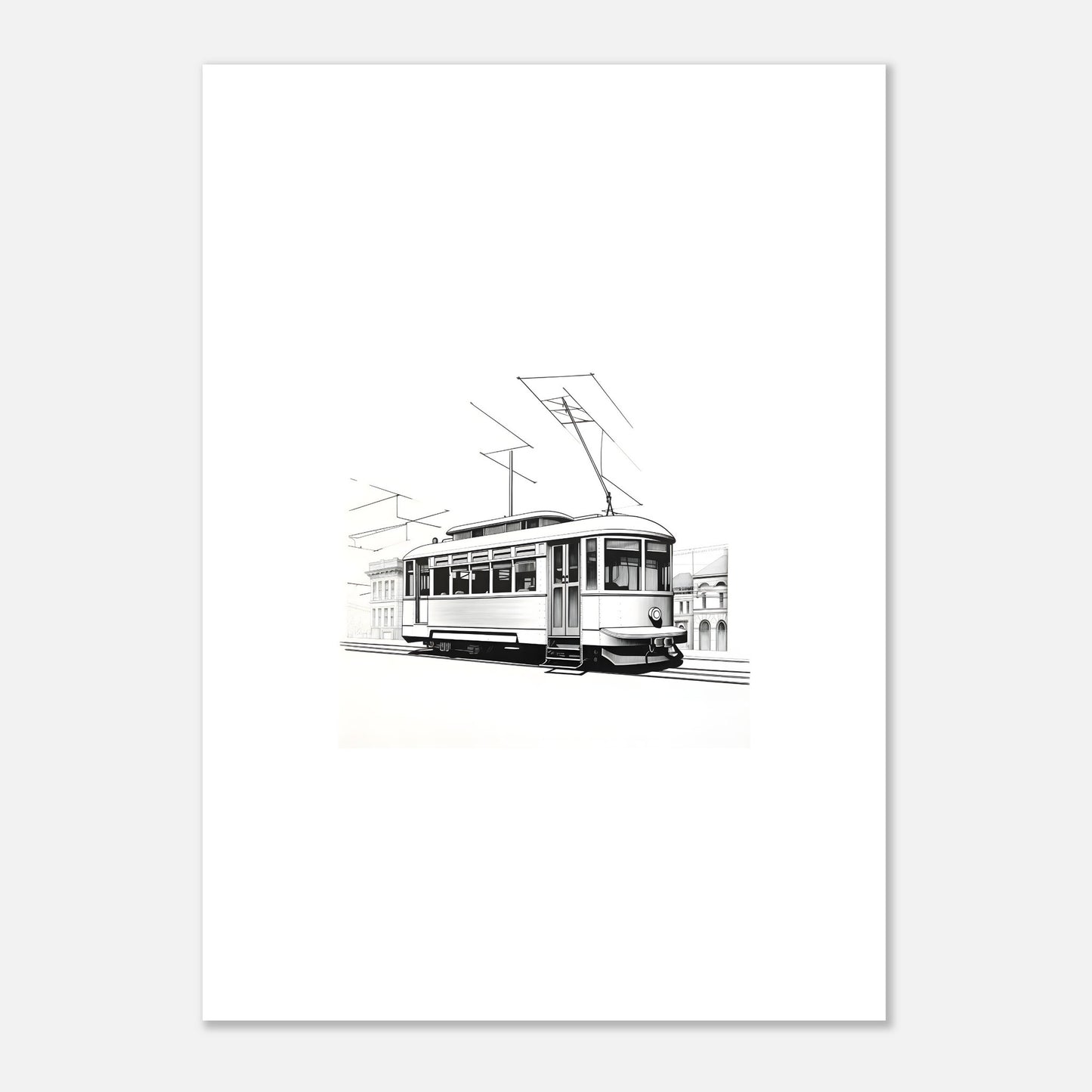 Dessin détaillé du tramway de Lisbonne 