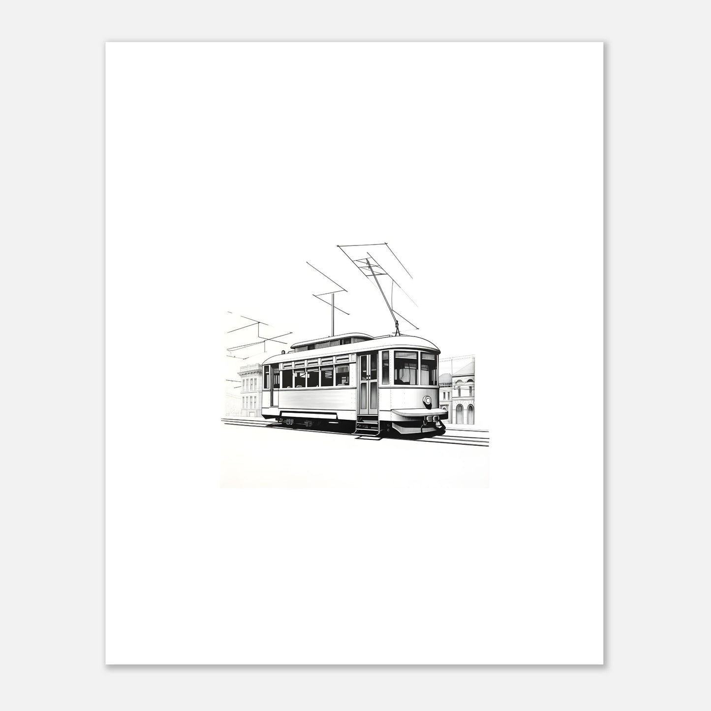 Dessin détaillé du tramway de Lisbonne 