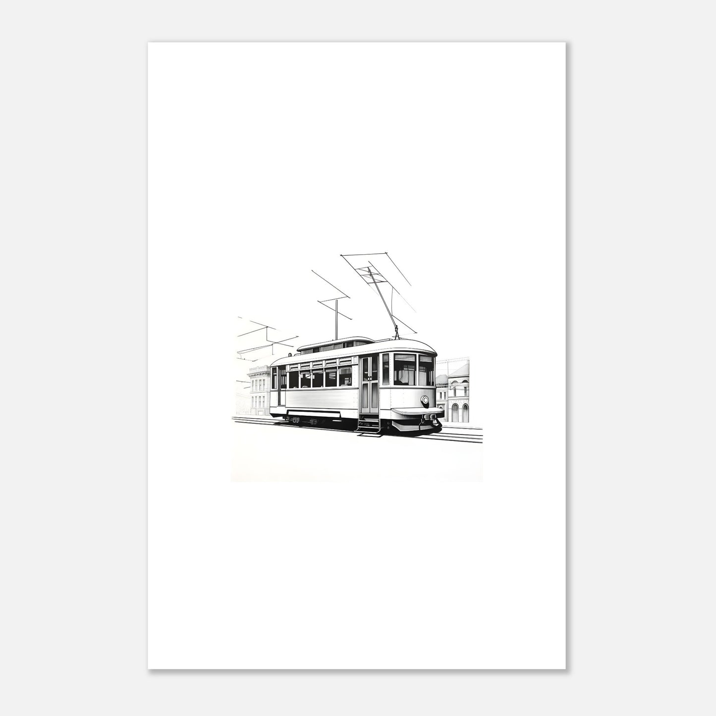 Dessin détaillé du tramway de Lisbonne 