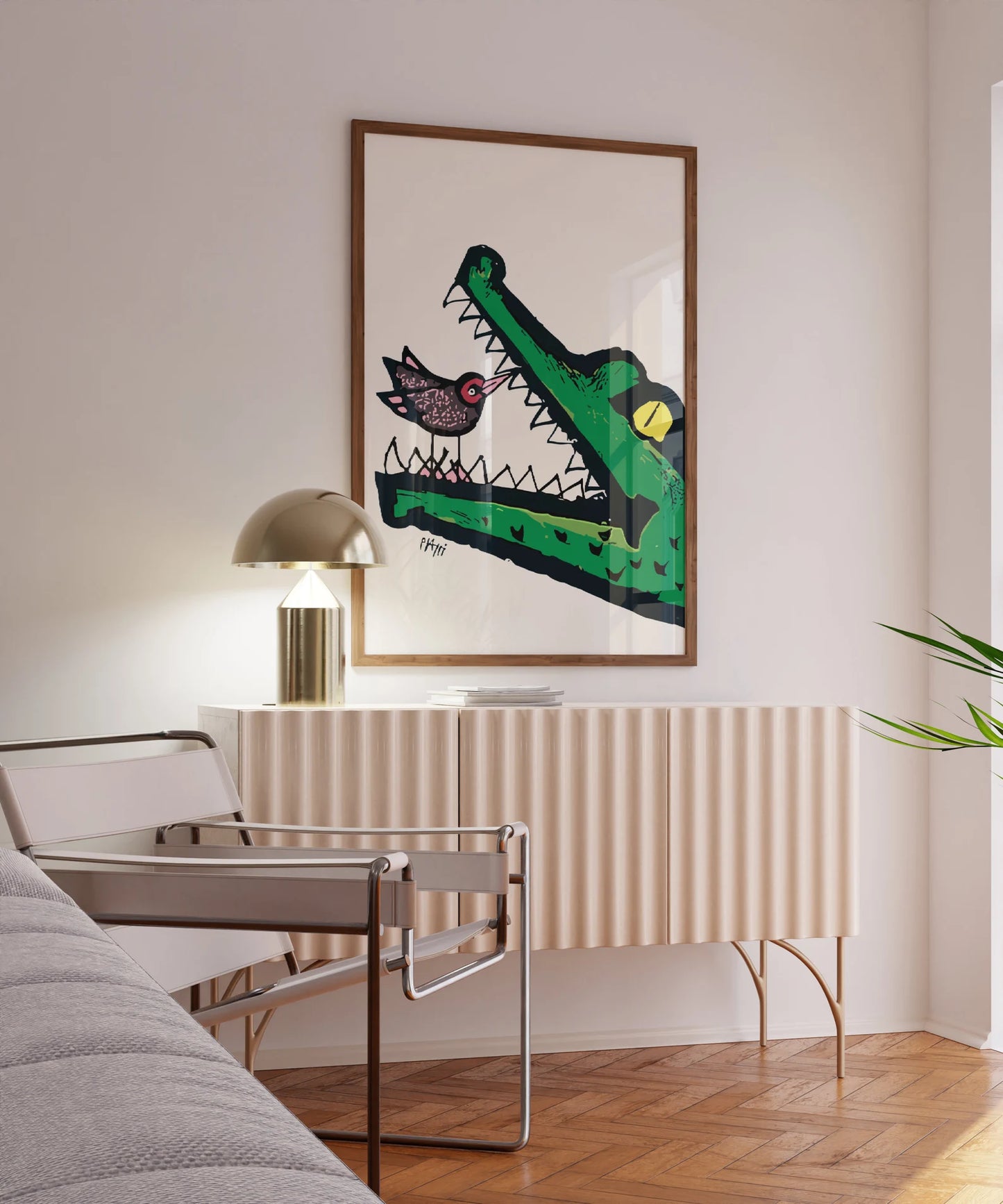 Celestino Piatti, Crocodile et oiseau, 1963